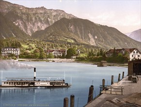 Bonigen vom Lake Brienz, Bernese Oberland, Switzerland, Historic, digitally restored reproduction