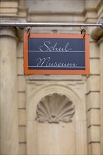 School museum sign at Ahaus Castle, Münsterland, North Rhine-Westphalia, Germany, Europe