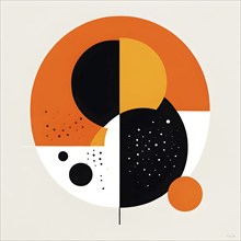 Abstract minimalist illustration wallpaper design accentuated with vibrant orange color, AI