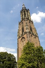 Gothic church clock tower, Onze Lieve Vrouwetoren, Amersfoort, Netherlands