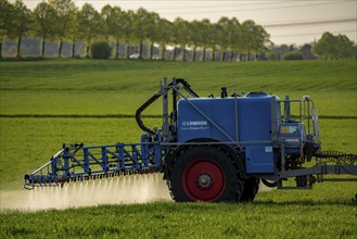 Crop protection products are sprayed on a field near Grevenbroich, Germany, Europe