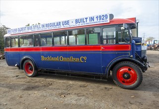 Vintage Dennis 1929 single decker bus at auction, Campsea Ashe, Suffolk, England, UK DENNIS ES TYPE