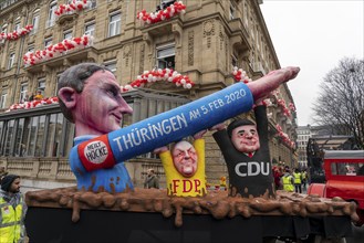 Rose Monday parade in Düsseldorf, street carnival, carnival float by float builder Jacques Tilly,