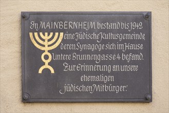 Information board about a former synagogue, Mainbernheim, Lower Franconia, Bavaria, Germany, Europe