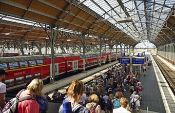 Europe, Germany, Lübeck, Schleswig-Holstein, Central Station, Train Arrivals Hall, Hamburg,