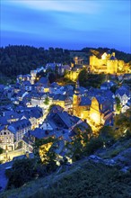 The town of Monschau, in the Eifel, on the river Rur, North Rhine-Westphalia, Germany, Europe