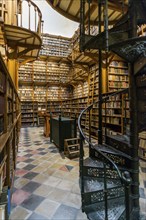 Beautiful library with old books, Benedictine Abbey Maria Laach, Eifel, Rhineland-Palatinate,