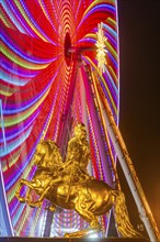 Augustus Market in Dresden. Equestrian statue of Augustus the Strong, also known as the Golden