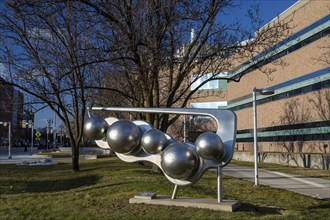 Detroit, Michigan, Artwork on the campus of Wayne State University. The untitled sculpture, by Ed