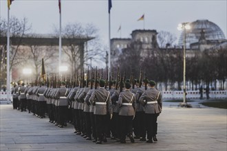 Soldiers from the Bundeswehr Guard Battalion, photographed during a reception with military honours