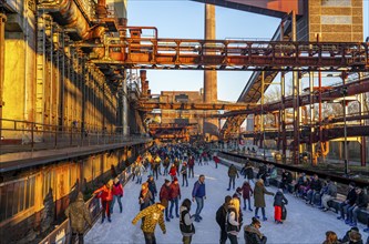 Ice rink at the Zollverein coking plant, Zollverein World Heritage Site, Essen, Germany, Europe