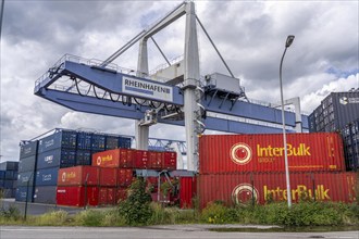 Container terminal at the Rhine harbour Krefeld, inland port, 4th largest public port in North