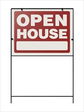 Open house real estate yard sign isolated on a white background