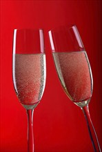 Two glasses filled with champagne, champagne glass, champagne glasses, champagne glass, party,