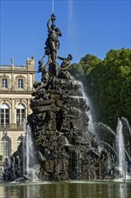 Fountain figure of the goddess Fortuna on the wheel of fortune, Fortuna fountain, Fortunabrunnen,