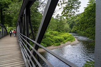 Bridge, for pedestrians and cyclists over the Wupper, near Solingen, Bergisches Land, North