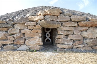 Modern-day neolithic style long Barrow burial chamber for storing cremation urns All Cannings, near