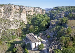 River Tajo limestone gorge cliffs, Alhama de Granada, Spain, Europe