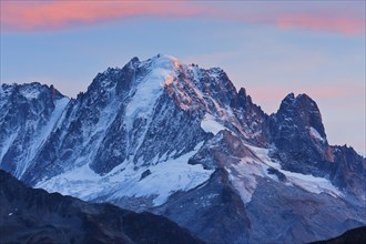 Sunset view of the Aiguille Verte in the Savoy, France, Europe