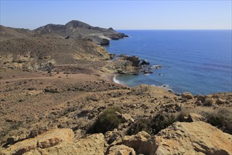 Coastal landscape Cabo de Gata natural park, Monsul, near San José, Almeria, Spain, Europe