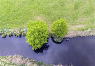 Aerial photo, natural course of the Spree, Mönchwinkel, 16 05 2023