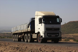 Amhara region, lorry on the road, Ethiopia, Africa