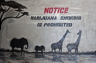 Mural prohibiting marijuana smoking Gambia