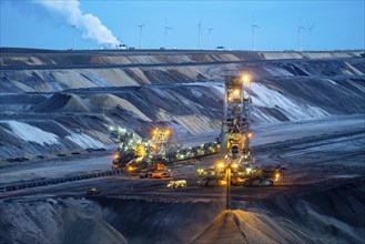 Garzweiler II open-cast lignite mine, excavator filling up the pit on the eastern edge of the