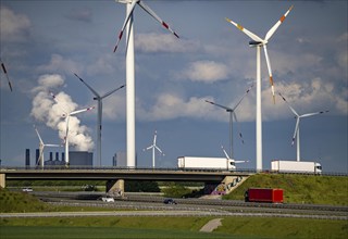 RWE Windpark Jüchen A44n, Garzweiler wind farm, at the Garzweiler opencast lignite mine, on the A44