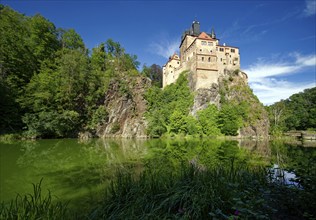 Kriebstein Castle, hilltop castle or Spornburg from the late Middle Ages on the River Zschopau,