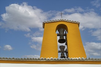 Bell tower of the church of Santa Gertrudis de Fruitera, Ibiza, Balearic Islands, Mediterranean