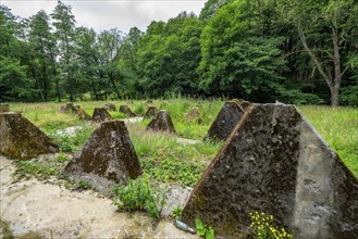 Remains of the Westwall across the Grölisbach, near Roetgen, 100 metre long anti-tank barrier