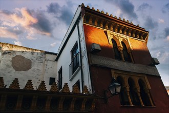 Cordoba streets at sunset in historic city center near Mezquita Cathedral