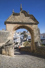 Puerta de Felipe V historic city gateway into the old city, Ronda, Spain, Europe