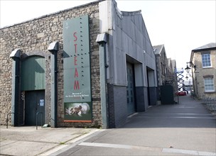 Steam railway museum attraction housed in Great Western Railway workshops built in the mid