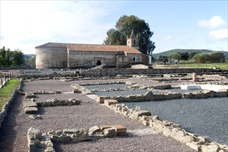 Excavated Roman town of Turobrigo and Ermita de San Mames at Aroche, Sierra de Aracena, Huelva