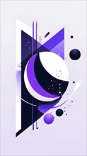 Minimalist illustration featuring abstract shapes in purple color accent symbolizing fun and ease,