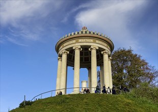 English Garden with Monopteros in autumn, dynamic cloud structure, Munich, Bavaria, Germany, Europe