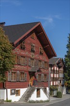 Schwarzenberg, Bregenz district, Bregenzerwald, historic inn from 1765, façade, wooden house,