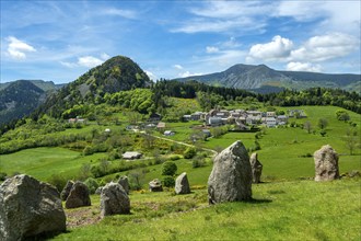 Megalithic Land Art Installation Near Borée Village in the Ardeche Mountains. Monts d'Ardeche