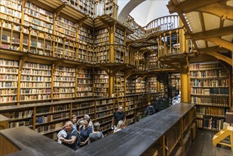 Beautiful library with old books, Benedictine Abbey Maria Laach, Eifel, Rhineland-Palatinate,