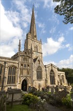 St John the Baptist church with spire, Burford, Oxfordshire, England, UK