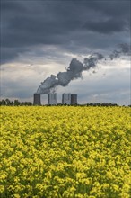 Neurath lignite-fired power station, near Grevenbroich, RWE Power AG, storm clouds over the Rhenish