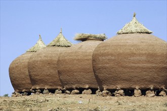 Traditional granaries, grain storehouses in the Sahel, Niger, Western Africa, Africa