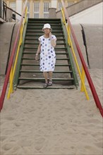 Elderly tourist on the island of Borkum, 21.07.2024