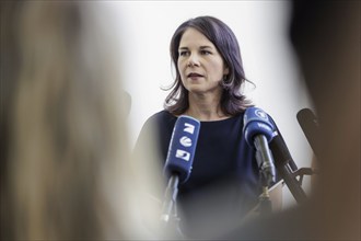 Annalena Bärbock (Alliance 90/The Greens), Federal Foreign Minister, during a press statement as