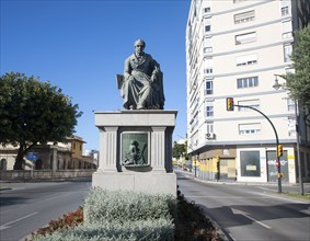 Statue of Manuel Agustin Heredia in Malaga city centre, Spain, Europe