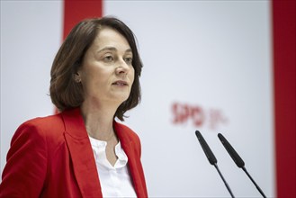 Katarina Barley, SPD lead candidate for the European elections, at a press conference in Berlin, 12