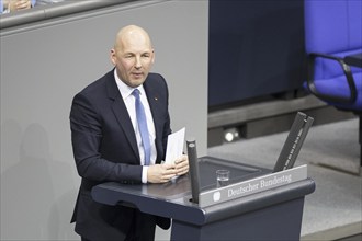 Marc Biadacz, Member of the German Bundestag (CDU/CSU), delivers a speech in the plenary session of