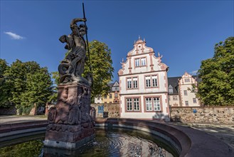 Fountain figure of St George, St George's Fountain, Kavaliersbau, Friedberg Castle in Friedberg